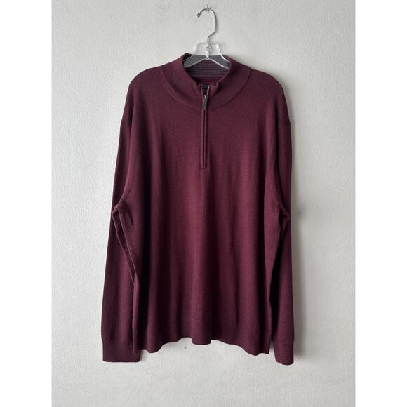 UNTUCKit 1/4 Zip Sweater Men’s Size XXXL Merino Wool Pullover Burgundy Work - Picture 1 of 7